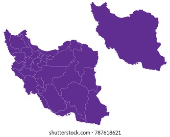 Couple Set Map,Purple Map of Iran ,Vector EPS10