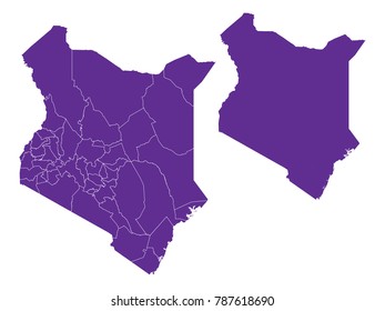 Couple Set Map,Purple Map of Kenya ,Vector EPS10