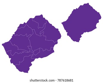 Couple Set Map,Purple Map of Lesotho ,Vector EPS10