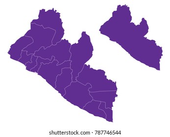 Couple Set Map,Purple Map of Liberia ,Vector EPS10