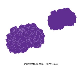 Couple Set Map,Purple Map of Macedonia ,Vector EPS10