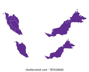 Couple Set Map,Purple Map of Malaysia ,Vector EPS10