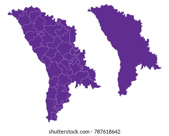 Couple Set Map,Purple Map of Moldova ,Vector EPS10