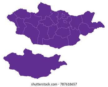 Couple Set Map,Purple Map of Mongolia ,Vector EPS10