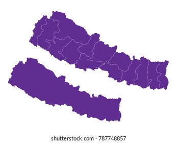 Couple Set Map,Purple Map of Nepal ,Vector EPS10