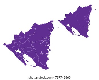 Couple Set Map,Purple Map of Nicaragua ,Vector EPS10