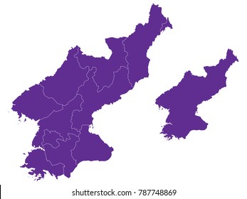 Couple Set Map,Purple Map of North Korea ,Vector EPS10