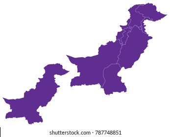 Couple Set Map,Purple Map of Pakistan ,Vector EPS10