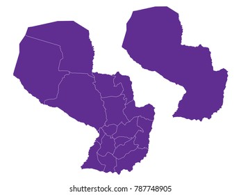 Couple Set Map,Purple Map of Paraguay ,Vector EPS10