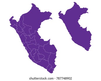 Couple Set Map,Purple Map of Peru ,Vector EPS10