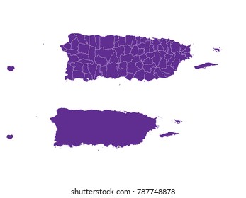 Couple Set Map,Purple Map of Puerto Rico ,Vector EPS10