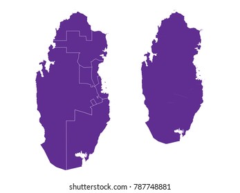 Couple Set Map,Purple Map of Qatar ,Vector EPS10