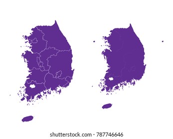 Couple Set Map,Purple Map of South Korea ,Vector EPS10
