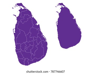 Couple Set Map,Purple Map of Sri Lanka ,Vector EPS10