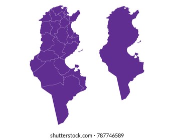 Couple Set Map,Purple Map of Tunisia ,Vector EPS10