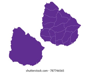 Couple Set Map,Purple Map of Uruguay ,Vector EPS10