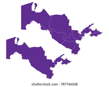 Couple Set Map,Purple Map of Uzbekistan ,Vector EPS10