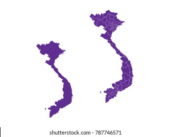 Couple Set Map,Purple Map of Vietnam ,Vector EPS10