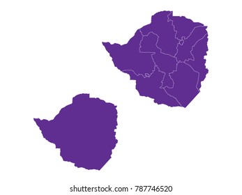 Couple Set Map,Purple Map of Zimbabwe ,Vector EPS10