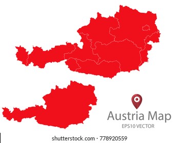 Couple Set Map,red Map of Austria,Vector EPS10