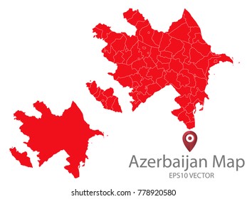 Couple Set Map,red Map of Azerbaijan,Vector EPS10