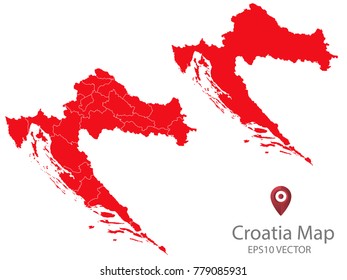 Couple Set Map,red Map of Croatia,Vector EPS10
