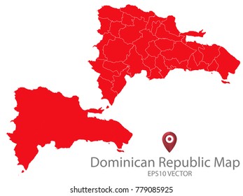 Couple Set Map,red Map of Dominican Republic,Vector EPS10