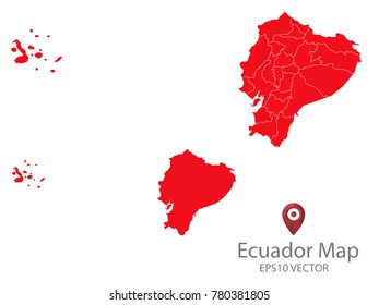Couple Set Map,red Map of Ecuador,Vector EPS10