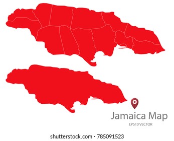 Couple Set Map,red Map of Jamaica,Vector EPS10