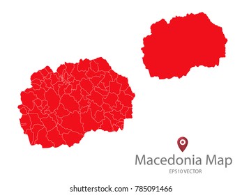 Couple Set Map,red Map of Macedonia,Vector EPS10