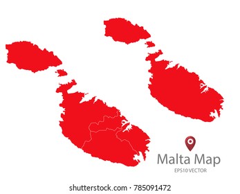 Couple Set Map,red Map of Malta,Vector EPS10