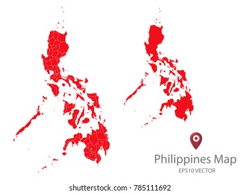 Couple Set Map,red Map of Philippines,Vector EPS10