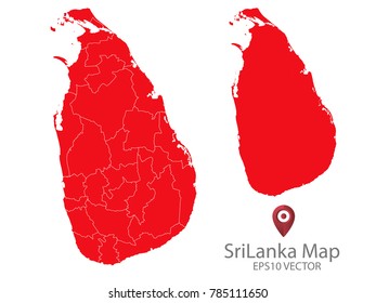 Couple Set Map,red Map of Sri Lanka,Vector EPS10