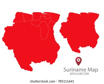 Couple Set Map,red Map of Suriname,Vector EPS10