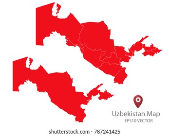 Couple Set Map,red Map of Uzbekistan,Vector EPS10