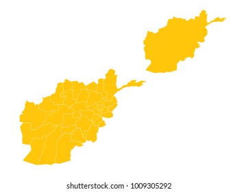 Couple Set Map,Yellow Map of Afghanistan,Vector EPS10