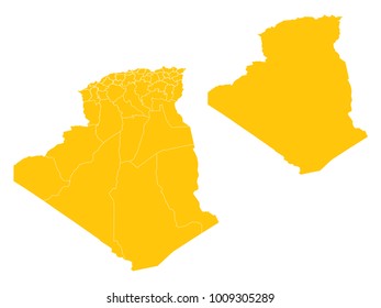 Couple Set Map,Yellow Map of Algeria,Vector EPS10