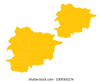Couple Set Map,Yellow Map of Andorra,Vector EPS10