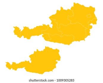 Couple Set Map,Yellow Map of Austria,Vector EPS10