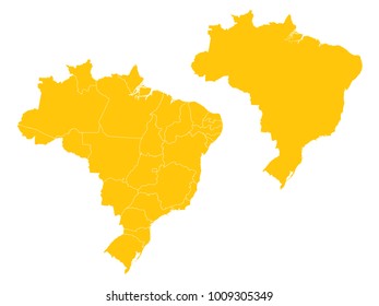 Couple Set Map,Yellow Map of Brazil,Vector EPS10