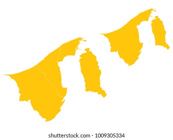 Couple Set Map,Yellow Map of Brunei Darussalam,Vector EPS10