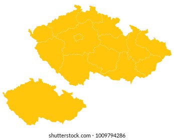 Couple Set Map,Yellow Map of Czech Republic,Vector EPS10