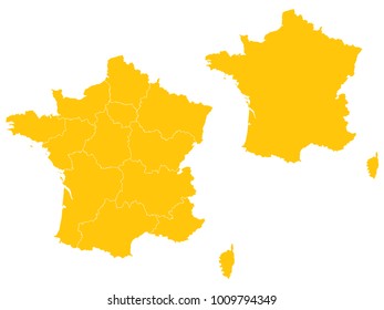 Couple Set Map,Yellow Map of France,Vector EPS10