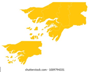 Couple Set Map,Yellow Map of Guinea Bissau,Vector EPS10