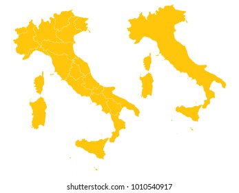 Couple Set Map,Yellow Map of Italy,Vector EPS10