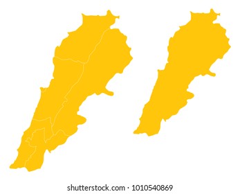 Couple Set Map,Yellow Map of Lebanon,Vector EPS10