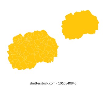 Couple Set Map,Yellow Map of Macedonia,Vector EPS10