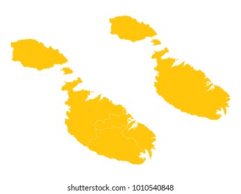 Couple Set Map,Yellow Map of Malta,Vector EPS10