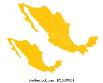 Couple Set Map,Yellow Map of Mexico,Vector EPS10