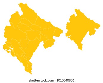 Couple Set Map,Yellow Map of Montenegro,Vector EPS10